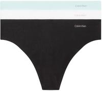 Calvin Klein Women Pack of 3 Thong Invisibles Cotton Seamless, Multicolor (Black/White/Island Reef), 3XL