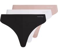 Calvin Klein Women Pack of 3 Thong Invisibles Cotton Seamless, Multicolor (Black/White/Subdued), XL