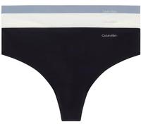 Calvin Klein Women Pack of 3 Thong Invisibles Seamless, Multicolor (Black/Ivory/Flint Stone), L