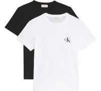 Calvin Klein Women’s 2 Pack Short Sleeve Round Neck Logo T-Shirts, Multicolor (Black/Brilliant White), S