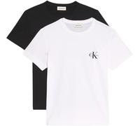 Calvin Klein Women’s 2 Pack Short Sleeve Round Neck Logo T-Shirts, Multicolor (Black/Brilliant White), XXL
