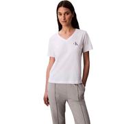 Calvin Klein Women’s 2 Pack Short Sleeve V-Neck Logo T-Shirts, Multicolor (Black/Brilliant White), XXS