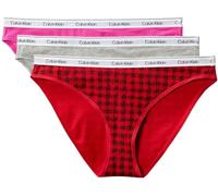 Calvin Klein Women’s 3 Pack Cotton Bikini Briefs with Stretch, Multicolor (Blotched Plaid+Adrenaline Rush/Blac), S