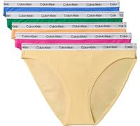 Calvin Klein Women’s 5 Pack Bikini Briefs Low Rise Underwear, Multicolor (Mardi Gras Green/Relay Gold/Golden), L