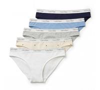 Calvin Klein Women’s 5 Pack Bikini Briefs Low Rise Underwear, Multicolor (Shoreline/Blue Descent/Grey Heath), XS