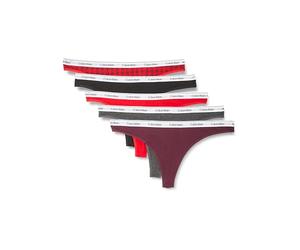 Calvin Klein Women’s 5 Pack Low Rise Cotton Thongs with Stretch, Multicolor (Blotched Plaid+Adreniline Rush/Blac), M