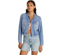 Calvin Klein Women’s 90s Cropped Denim Trucker Jacket with Chest Pockets, Blue (Denim Light), XS