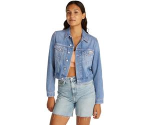 Calvin Klein Women’s 90s Cropped Denim Trucker Jacket with Chest Pockets, Blue (Denim Light), XS