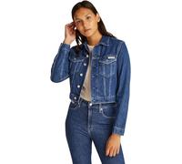 Calvin Klein Women’s 90s Cropped Denim Trucker Jacket with Chest Pockets, Blue (Denim Medium), XL