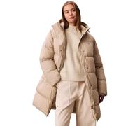 Calvin Klein Women’s Belted Mid Weight Long Down Coat, Off-White (Island Fossil), L