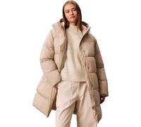 Calvin Klein Women’s Belted Mid Weight Long Down Coat, Off-White (Island Fossil), S