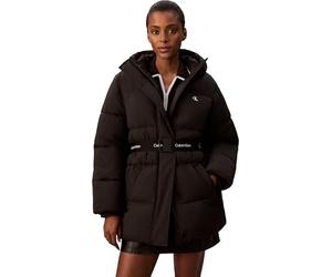 Calvin Klein Women’s Belted Mid Weight Puffer Jacket, Black (Black), XL