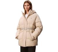 Calvin Klein Women’s Belted Mid Weight Puffer Jacket, Off-White (Island Fossil), XL