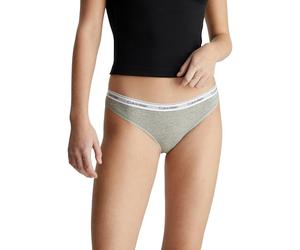 Calvin Klein Women’s Bikini Briefs with Logo Waistband, Grey (Grey Heather), L