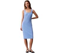 Calvin Klein Women’s Bodycon Dress Woven Label Square Midi, Blue (Blue Descent), M