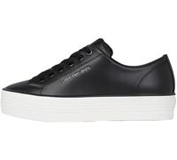 Calvin Klein Women’s Bold Leather Low Top Vulcanised Trainers, Black (Black/Bright White), 7