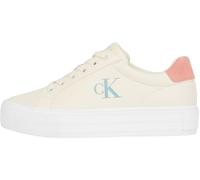 Calvin Klein Women’s Bold Low Top Vulcanised Trainers, Multicolor (Creamy White/Rose Tan/Blue Surf), 8