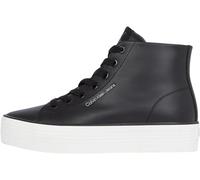 Calvin Klein Women’s Bold Mid Top Vulcanised Trainers, Black (Black/Bright White), 4