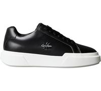 Calvin Klein Women’s Chunky Lace-up Leather Cupsole Trainers, Black (Black/Bright White), 8