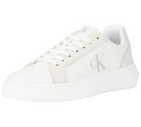 Calvin Klein Women’s Chunky Leather Cupsole Trainers, White (Bright White/Creamy White), 8