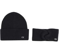 Calvin Klein Women’s CK Metal Beanie & Headband Gift Set, Black (Ck Black), One Size