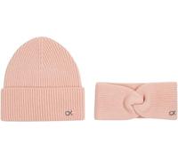 Calvin Klein Women’s CK Metal Beanie & Headband Gift Set, Pink (Petal Blush), One Size