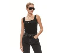Calvin Klein Women’s Ck Round Neck Rib Tank Top, Black (Ck Black), XS