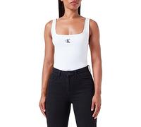 Calvin Klein Women’s Ck Round Neck Rib Tank Top, White (Bright White), S