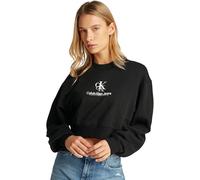 Calvin Klein Women’s Crew Neck Shadow Graphic Cropped Sweatshirt, Black (Ck Black), XXS