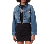 Calvin Klein Women’s Cropped Denim Jacket with Zip, Blue (Cold Springs), M