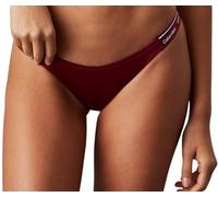 Calvin Klein Women’s Curved Delta Bikini Bottoms with Logo Waistband, Red (Plum Glaze), S