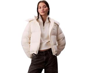 Calvin Klein Women’s Essential Mid Weight Puffer Jacket with Hood, Off-White (Jet Stream), L