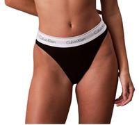 Calvin Klein Women’s High Leg Bikini Briefs with Logo Waistband, Black (Black), S