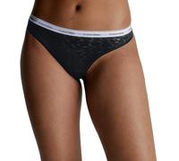 Calvin Klein Women’s High Leg Lace Thong, Black (Black), L