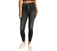 Calvin Klein Women’s High Rise Super Skinny Ankle Grazer Jeans with Button Placket, Black (Denim Black), 27W