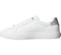 Calvin Klein Women’s Lace-up Leather Cupsole Trainers, White (Bright White/Silver), 8.5
