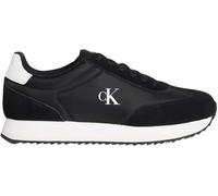 Calvin Klein Women’s Leather Lace-up Runner Trainers, Black (Black/Bright White), 5