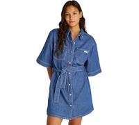 Calvin Klein Women’s Linen Denim Boxy Belted Shirt Dress, Blue (Denim Medium), M