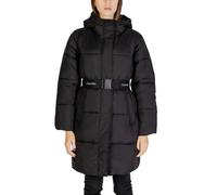 Calvin Klein Women’s Long Puffer Coat with Logo Belt, Black (Ck Black), M