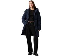 Calvin Klein Women’s Long Puffer Coat with Logo Belt, Blue (Ink), S