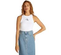 Calvin Klein Women’s Monologo Skinny Fit Rib Tank Top, White (Brilliant White), XXL