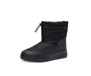 Calvin Klein Women’s Nylon Mix Flatform Ankle Snow Boots, Black (Triple Black), 4