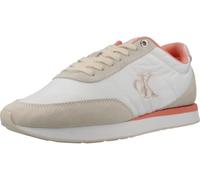 Calvin Klein Women’s Runner Trainers Retro Lace-up Low Top, Multicolor (Brilliant White/Light Cashew/Pink), 2