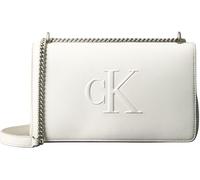 Calvin Klein Women’s Sculpted Flap Shoulder Bag with Chain, White (Lily White), One Size