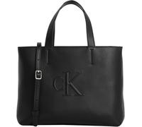 Calvin Klein Women’s Sculpted Mini Tote Bag with Logo, Black (Black), One Size