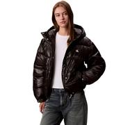 Calvin Klein Women’s Shine Puffer Jacket with Hood, Black (Black), L