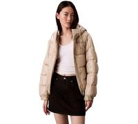 Calvin Klein Women’s Shine Puffer Jacket with Hood, Off-White (Island Fossil), M