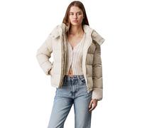 Calvin Klein Women’s Short Matte Puffer Jacket with Hood, Beige (Pelican), XS