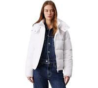 Calvin Klein Women’s Short Matte Puffer Jacket with Hood, White (Bright White), XS