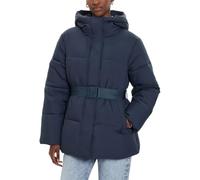Calvin Klein Women’s Short Puffer Jacket with Logo Belt, Blue (Ink), M